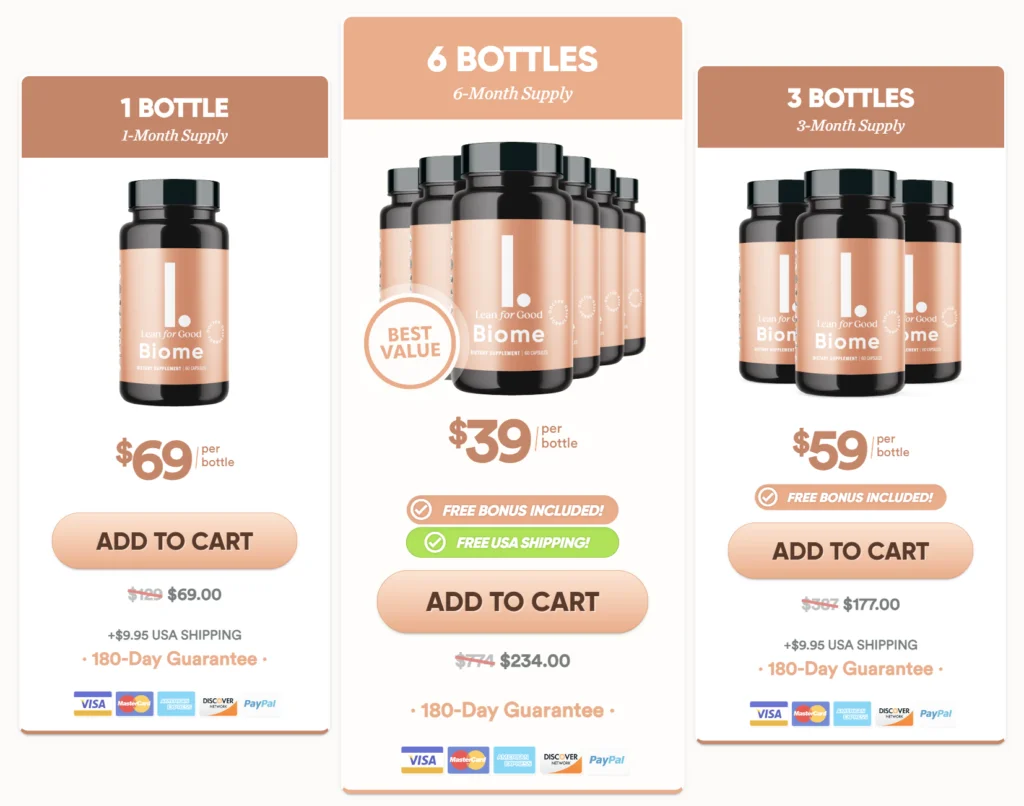 LeanBiome package prices and order options